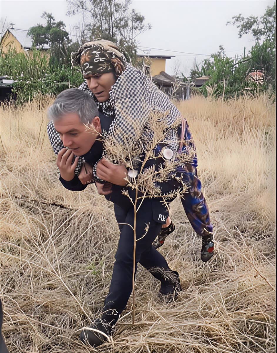 Polis, otluk alanda bulduğu yaşlı kadını sırtında ambulansa taşıdı — 2